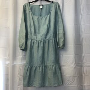 Ava & Viv Sage Green Tiered Balloon Sleeve Dress Plus XL NEW W/tags‎ Cotton